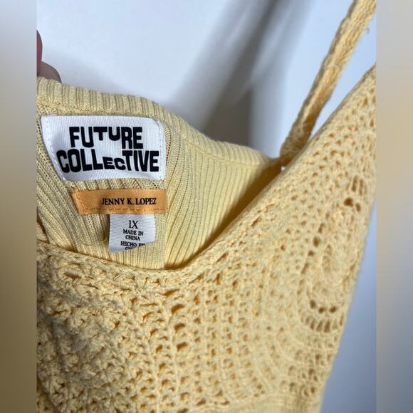 Future Collective Yellow Ribbed Crochet Maxi Dress - Picture 5 of 5